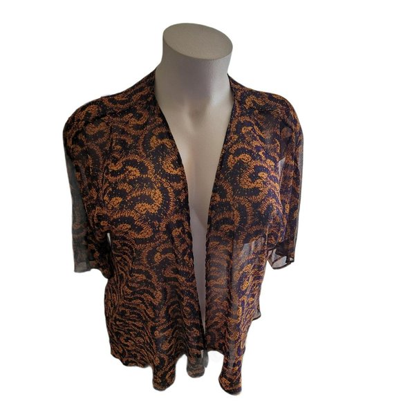 LulaRoe Purple Orange Swim Cover or Sheer Jacket Robe Woman's L LH8058 - Picture 7 of 7